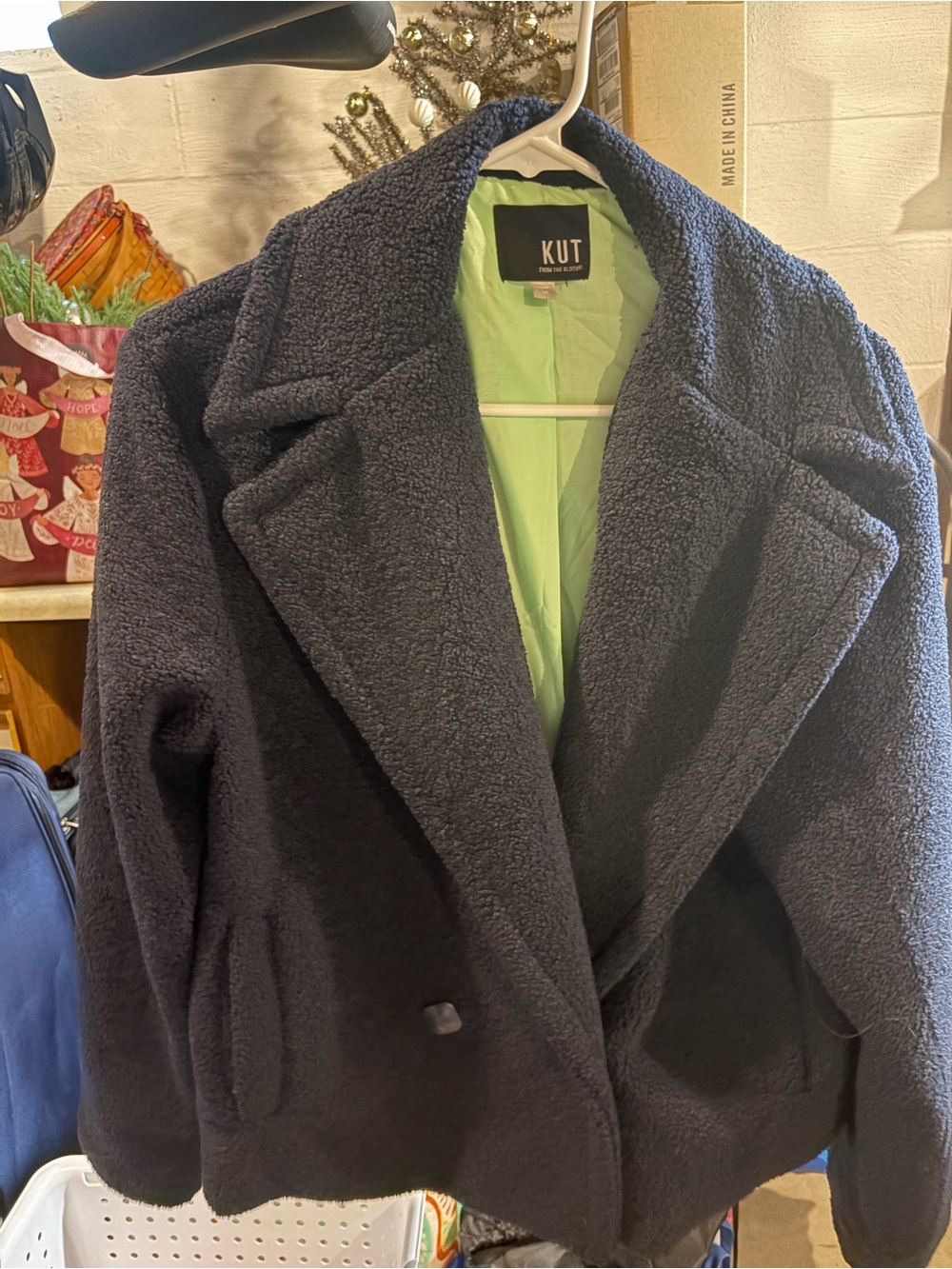 Kut from the Kloth Dark Navy Plush Teddy Coat